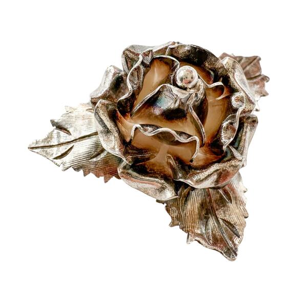 Taxco Jewelry - Taxco Mexico Silver Rose Brooch | 980 Floral Elegant Pin | Signed TB-51
